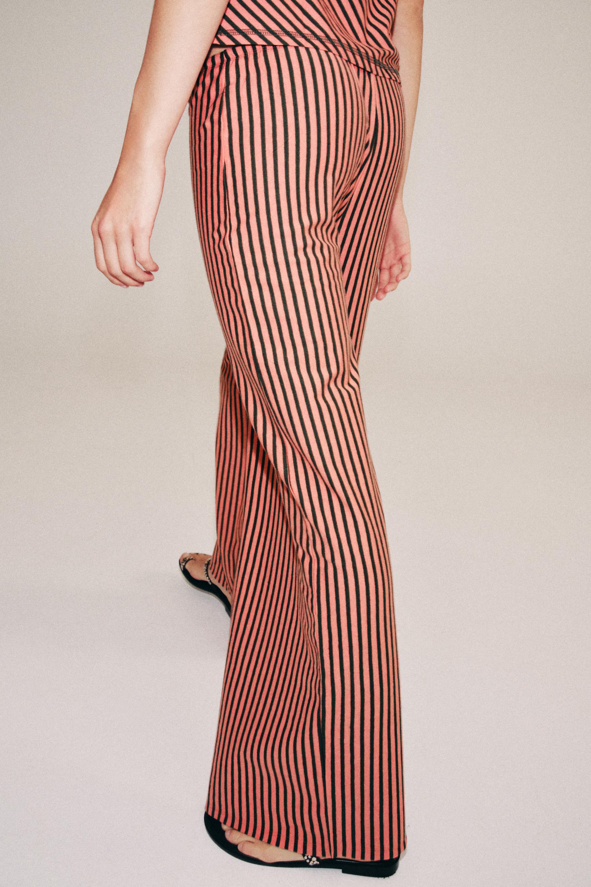 STRIPED LINEN BLEND PANTS